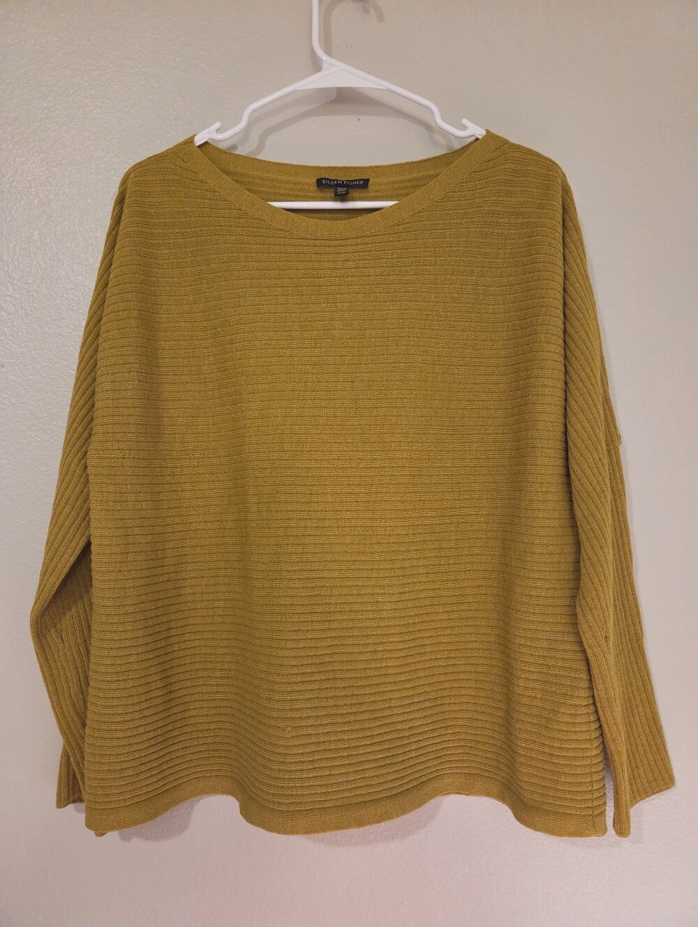 Eileen Fisher Wool Mustard Ribbed Knit Women's Sweater